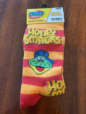 Crazy Socks Men's Size 6-12 Crew Socks Novelty Gift Gag Honey Smacks -new
